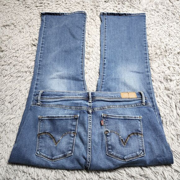 Levis 512 Jeans Womens 14 Blue Perfectly Slimming Bootcut Mid Rise Stretch Denim - Picture 4 of 15